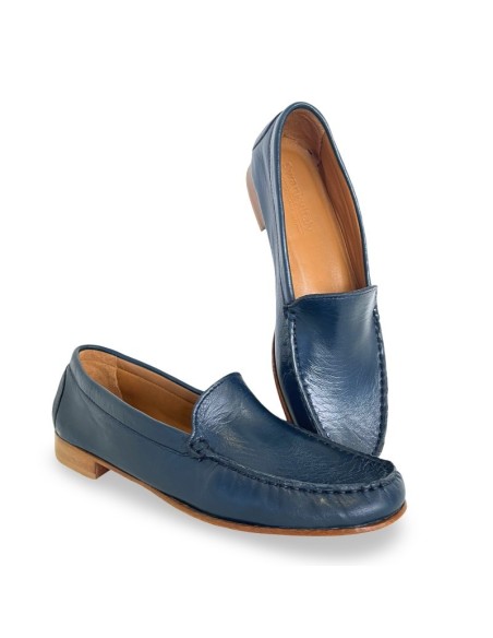 Mocassino Ischia in pelle blu