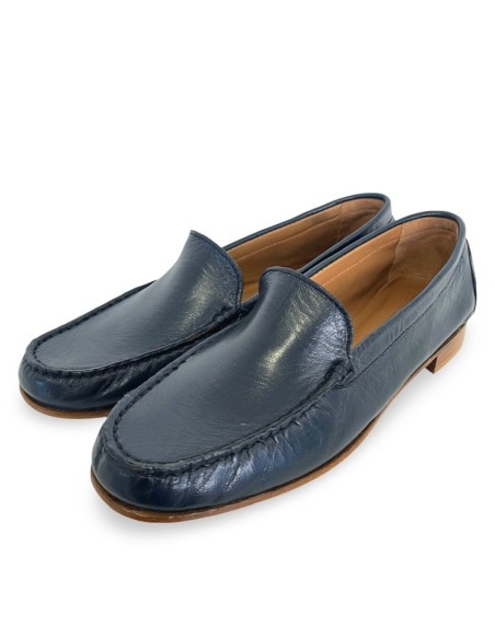 Mocassino Ischia in pelle blu