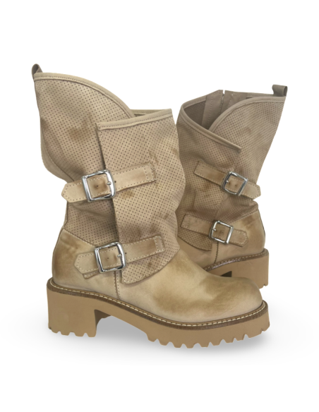 Biker Alice in pelle beige versione con zip