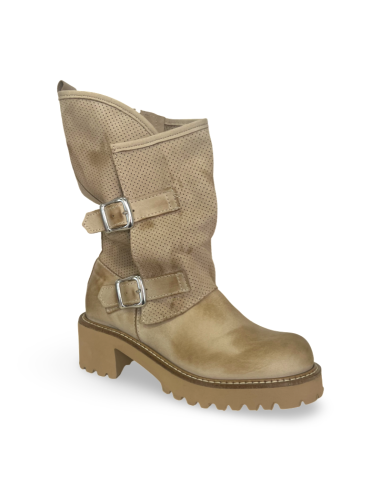 Biker Alice in pelle beige versione con zip