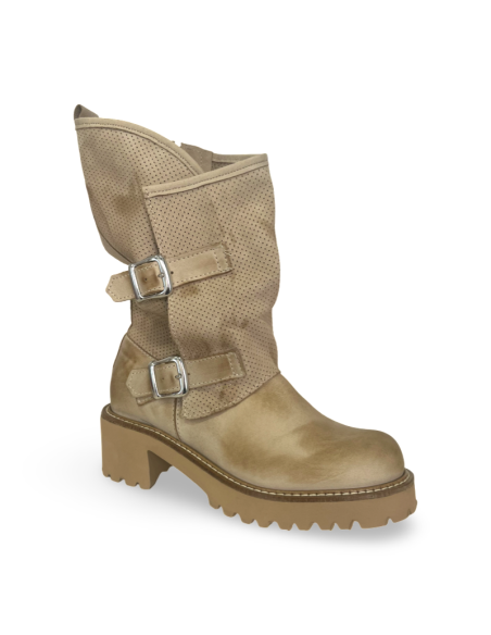 Biker Alice in pelle beige versione con zip