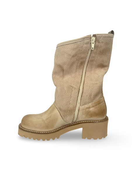 Biker Alice in pelle beige versione con zip