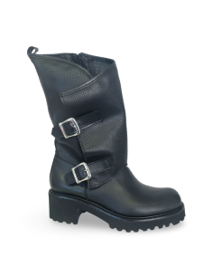 Biker Alice in pelle nera versione con zip 2