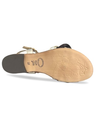 Sandalo Sally in pelle color testa di moro e platino