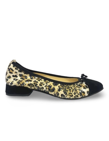 Ballerina Carola con paiettes leopardata e camoscio nero