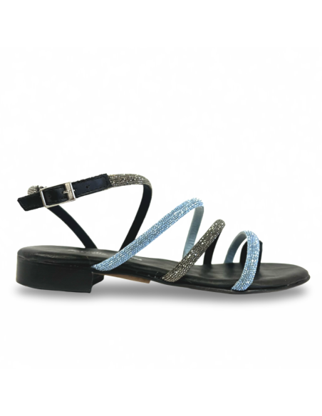 Sandalo Camy Infradito color azzurro e nero