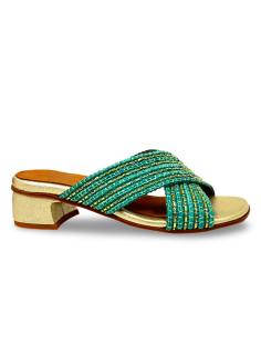 Ciabattina Cleo verde oro 2