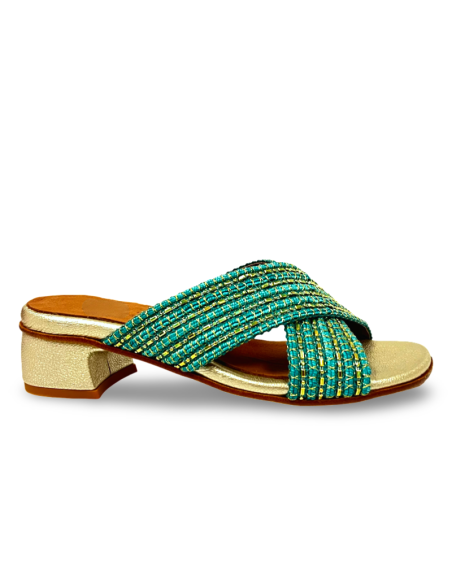 Ciabattina Cleo verde oro