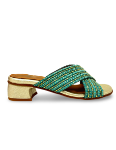 Ciabattina Cleo verde oro