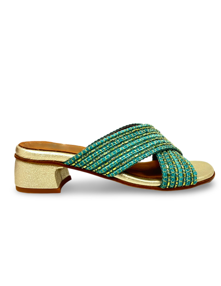 Ciabattina Cleo verde oro