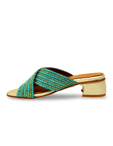 Ciabattina Cleo verde oro