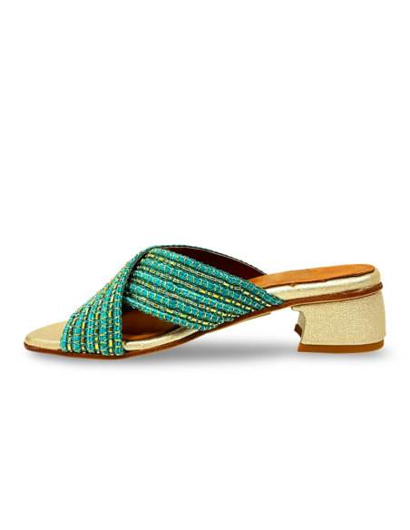 Ciabattina Cleo verde oro